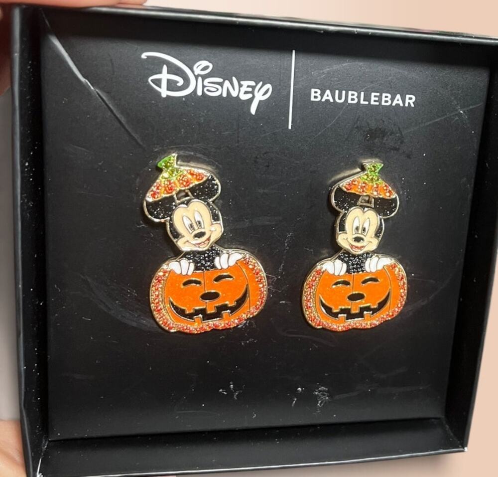Disney/Bauble Bar Mickey Halloween Dangle Earrings NWB 1.5" x 1"
